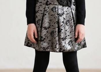 Srebrna spódnica bombka - welurowe kwiaty & kokarda - efekt wow