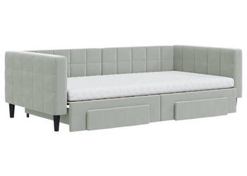 Sofa rozsuwana z szufladami jasnoszara aksamit 100x200 cm WM-3196770