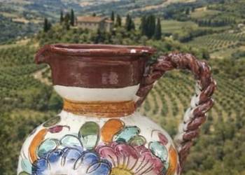 TOSKAŃSKIE DZBANKI RĘCZNIE MALOWANE SYGNOWANE, naklejka znamionowa