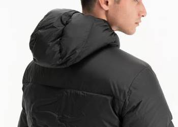 Kurtka puchowa Lacoste - regular fit, duże logo na plecach, szara rozmiar S