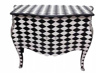 Królewska Biało Czarna Komoda - Vintage Szafa- Romby -  Okucia