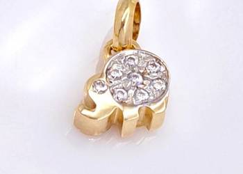 WYPRZEDAŻ !-30% Wisiorek Złoty 585 Słonik z kamieniami Z-1106
