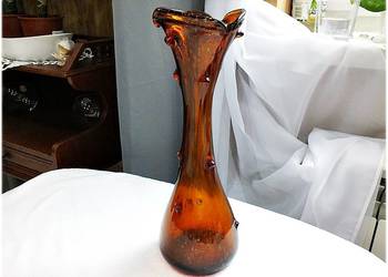 Wazon Bursztynowy Sękacz HGS Ząbkowice Polskie szkło artystyczne z PRL-u