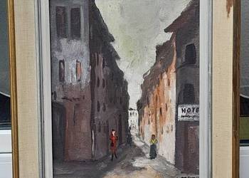 Uliczka AVIGNON, obraz olejny, deska, sygnowany