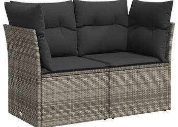 vidaXL Sofa ogrodowa z poduszkami, 2-osobowa, szara(SKU:366137)