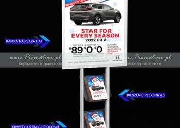 Biały stojak reklamowy A1 z kieszeniami A5 – elegancki ekspozytor OWZ