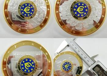 3 x Medal 10 Lat Wprowadzenia Waluty EURO OLBRZYM 70 mm ZŁOTO Gigant