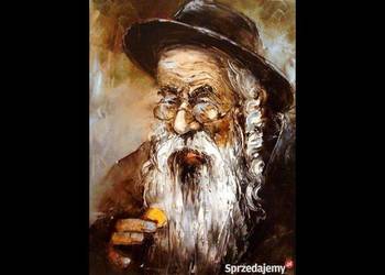Kowalik - Żyd z pieniążkiem II - 30x40cm Obraz Olejny Portret Na Szczęście