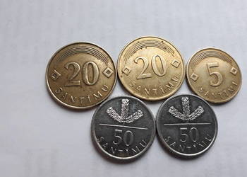 Monety  ŁOTWA 5 sztuk