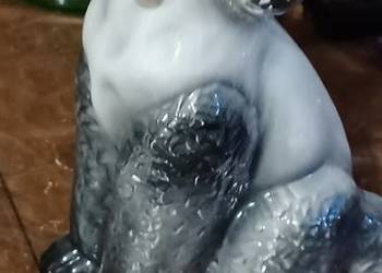 Pudel pies figura ceramika vintage bez sygnat lekko cięzka 36 wys PRL