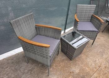 Zestaw mebli ogrodowych dwa fotele plus stolik technorattan