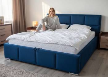 Łóżko tapicerowane Roma z pojemnikiem na pościel oraz stelaż metalowy