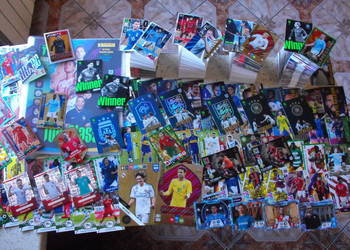 Karty piłkarskie TOPPS, PANINI. Mega zestaw 510 kart i album, bez powtórek.