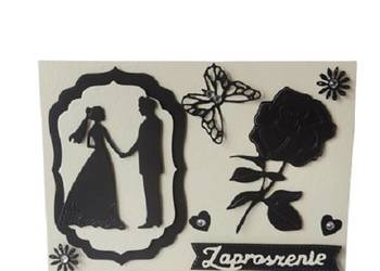 ZAPROSZENIA ŚLUB PARA MŁODA ŁĄCZONA RÓŻA C6 CZERŃ - ECRI