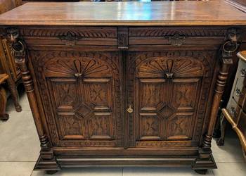 Piękna dębowa komoda,szafka neorenesansowa-sklep Dąbrowa Górnicza