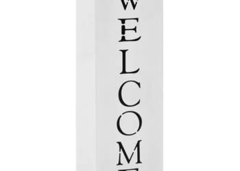 Stojak na parasole z napisem Welcome stalowy biały WM-246797