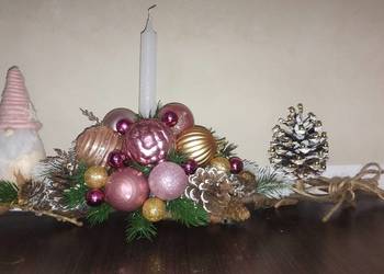 Stroik świąteczny bożonarodzeniowy na komodę kominek 55 cm