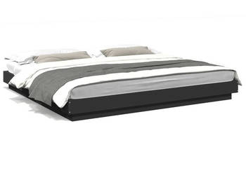 Rama łóżka z LED czarna materiał drewnopochodny 200x200 cm WM-3281071