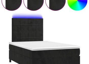 Łóżko kontynentalne z materacem i LED czarne 120x190 cm WM-3270313