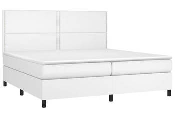 Łóżko kontynentalne z materacem i LED biała ekoskóra 200x200cm WM-3135904