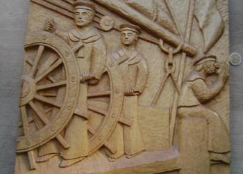 Starocie z PRL - Marynistyka = Drzeworyt Polska Marynarska Wojenna UNIKAT