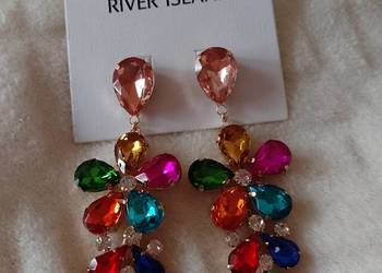 RIVER ISLAND/Bogato zdobione kolczyki tęczowe z Londynu/NOWE