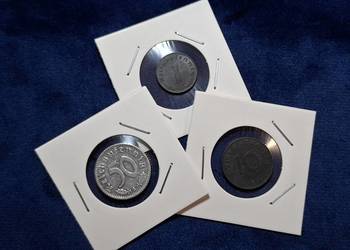 3 x monety III Rzesza (1,10,50 Reichspfennig) ŁADNE
