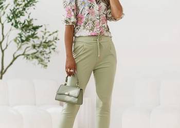 Spodnie sportowo - eleganckie Novum cygaretki rozmiar 44 pistacja