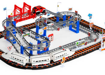 Kolejka i auto na baterie dwa tory miasto 108 elementów