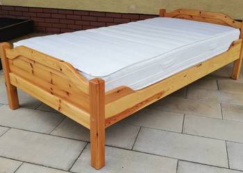 Łóżko sosnowe drewniane 100x200 z materacem stelażem komplet
