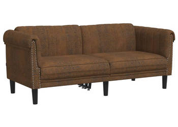 Sofa 2-os. brązowa sztuczna skóra zamszowa WM-372584