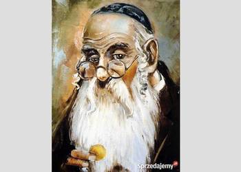 Kowalik - " Żyd z pieniążkiem " - 30x40cm Obraz Olejny Portret Na Szczęście