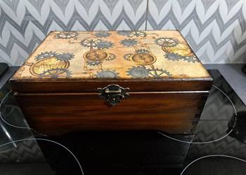 Męski kuferek stylowy decoupage