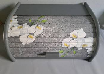 Chlebak szary orchidea grafit drewniany handmade