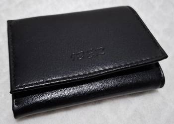 Portfel skórzany męski, czarny, 8x10,6cm