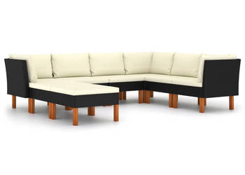 8-cz. zestaw wypoczynkowy do ogrodu poduszki czarny rattan PE WM-3059741