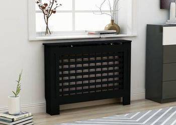 vidaXL Osłona na kaloryfer, MDF, czarna, 78 cm(sku288183)