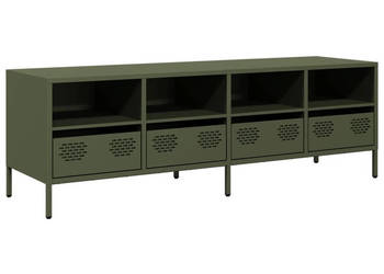 Szafka RTV oliwkowa 135x39x435 cm stal walcowana na zimno WM-851332