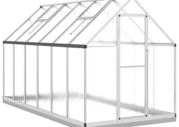 Szklarnia z ramą podstawy srebrna 334x169x202 cm aluminium WM-3266329