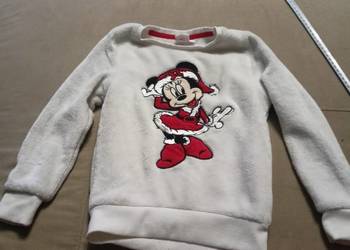 Biała bluza polarowa Disney 122 Myszka Minnie Mouse świąteczna 6 lat