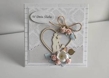 Kartka na ślub ręcznie robiona handmade serce