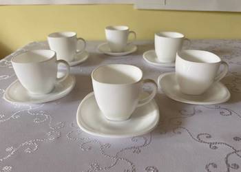 Zestaw Kawowy Porcelanowy France 12 El. 6 Filiżanek 200ml + 6 Spodków Biały