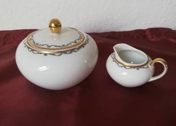 Cukiernica i mały mlecznik ze starej niemieckiej porcelany
