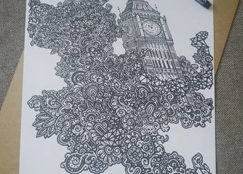 Rysunek: Big Ben, cienkopis - blok t. A3, 250 g/m2