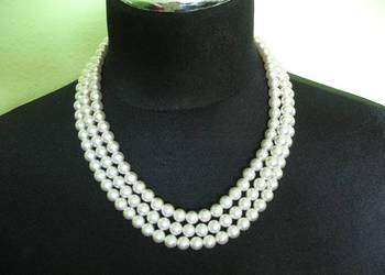 Perły - naszyjnik - Trzy rzędy pereł - długość 40 cm