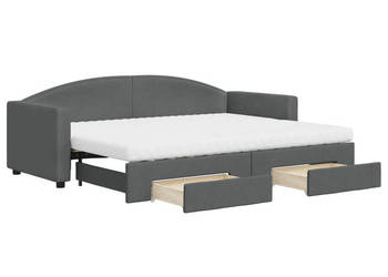 Sofa rozsuwana z szufladami ciemnoszara tkanina 80x200 cm WM-3197238