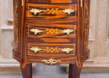 Drewniana Komoda Blat Marmur - Styl Barok - 4 Szuflady - Szafka Unikat