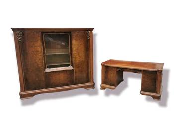 Piękny komplet gabinetowy z 1925 roku. Orzech, dąb.