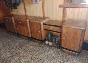 Komplet Starych Mebli Art Deco / Waterfall – 5 Elementów - Do Renowacji