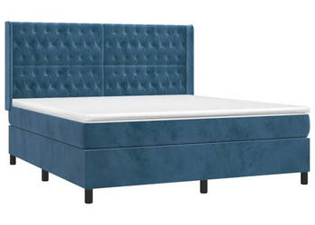 Łóżko kontynentalne materac i LED niebieski aksamit 160x200cm WM-3139755